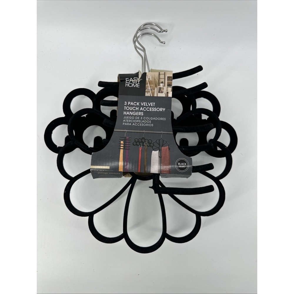 3 Pack Velvet‎ Touch Accessory Hanger Black Negro